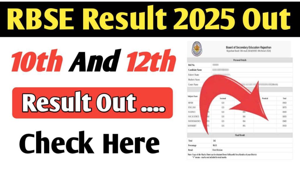 RBSE Result 2025 Date