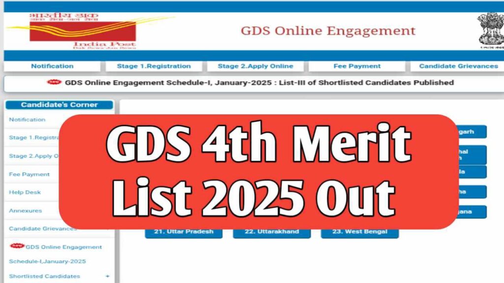 India Post GDS 4th Merit List 2025